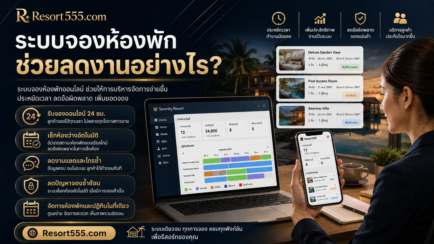ระบบจองห้องพัก (Booking Engine) ช่วยลดงานโรงแรมและรีสอร์ตได้อย่างไร?